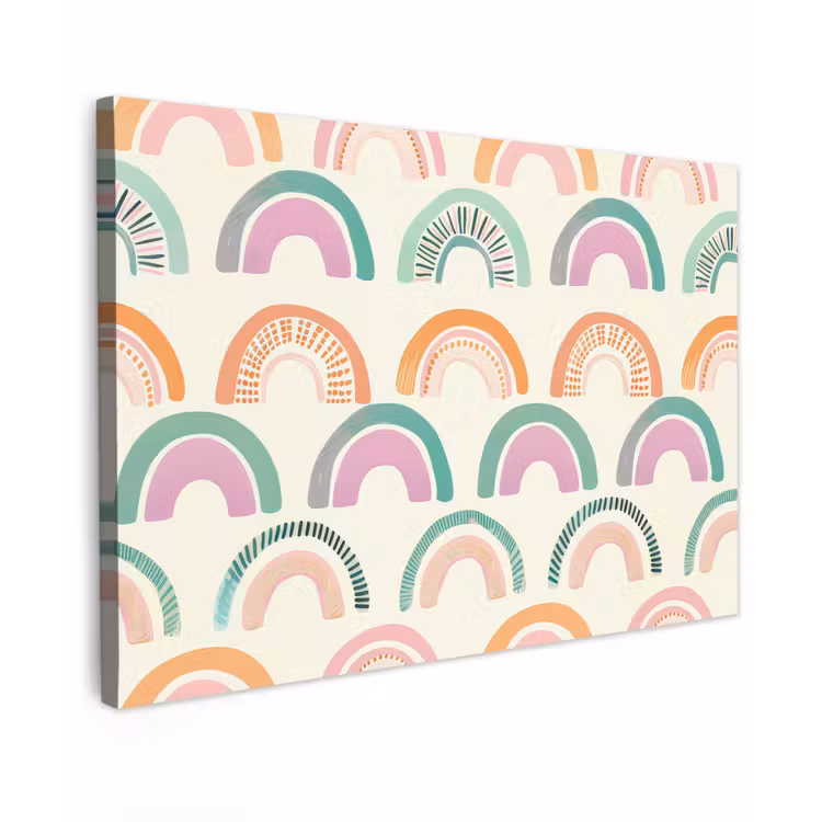 Canvas schilderij - Regenboog - Pastel - Patroon — 1