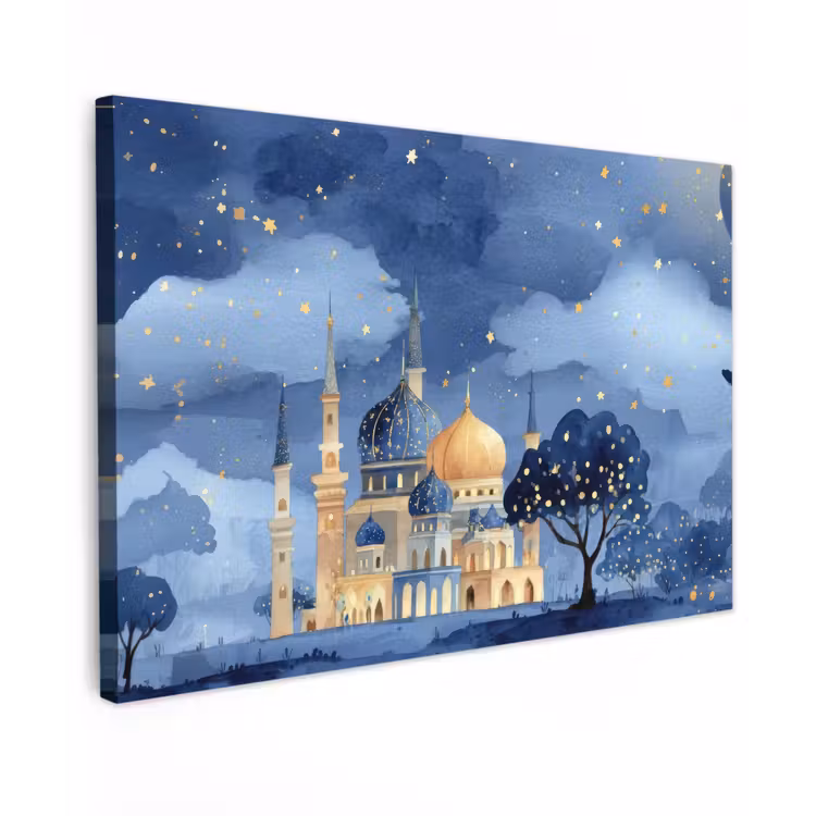 Canvas schilderij - Sterrenhemel - Goud - Moskee — 1