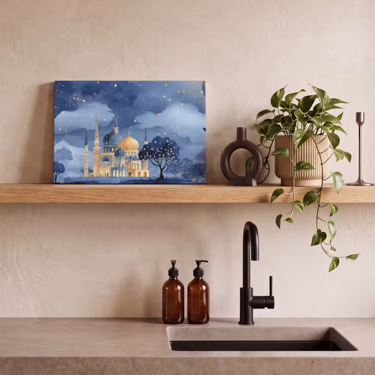 Canvas schilderij - Sterrenhemel - Goud - Moskee — 4