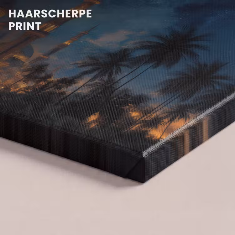 Canvas schilderij - Sterrenhemel - Maan - Palmbomen - Moskee — 5