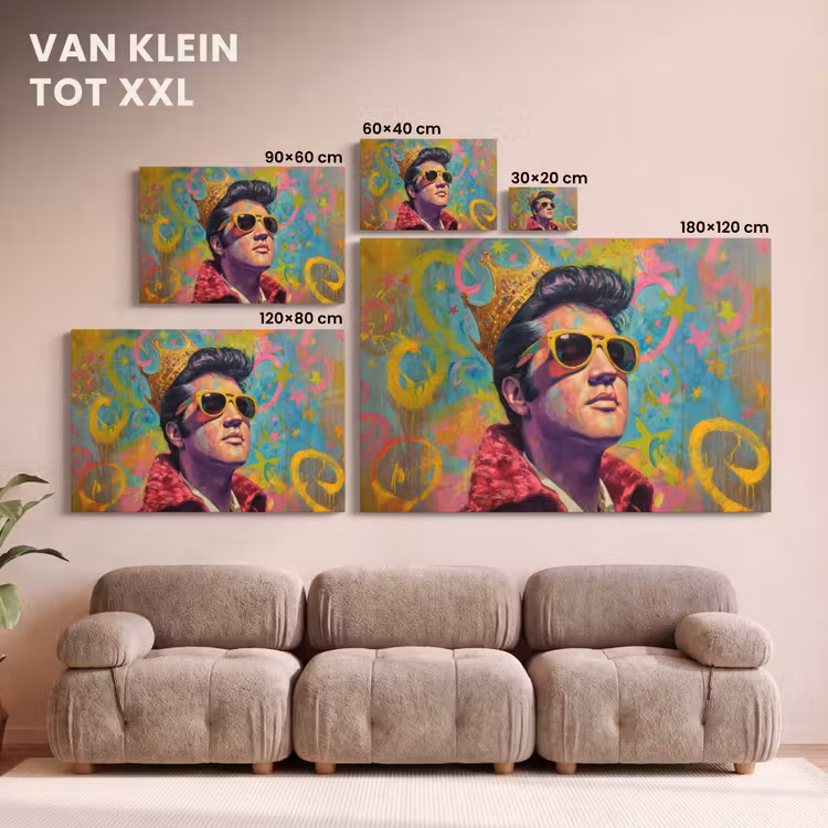 Canvas schilderij - Kleurrijk portret - Kroon - Sterren — 8