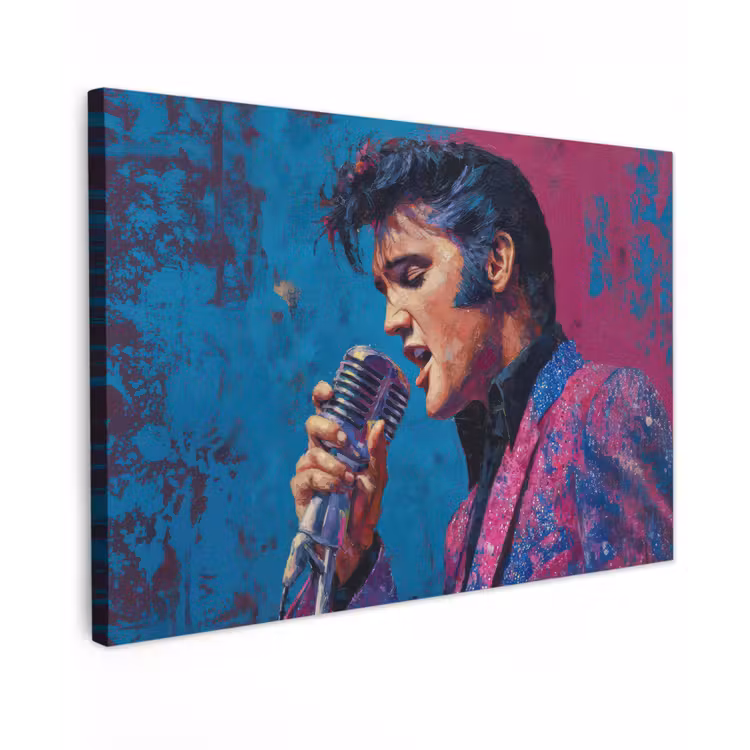 Canvas schilderij - Zingende man - Glitterjas - Microfoon — 1