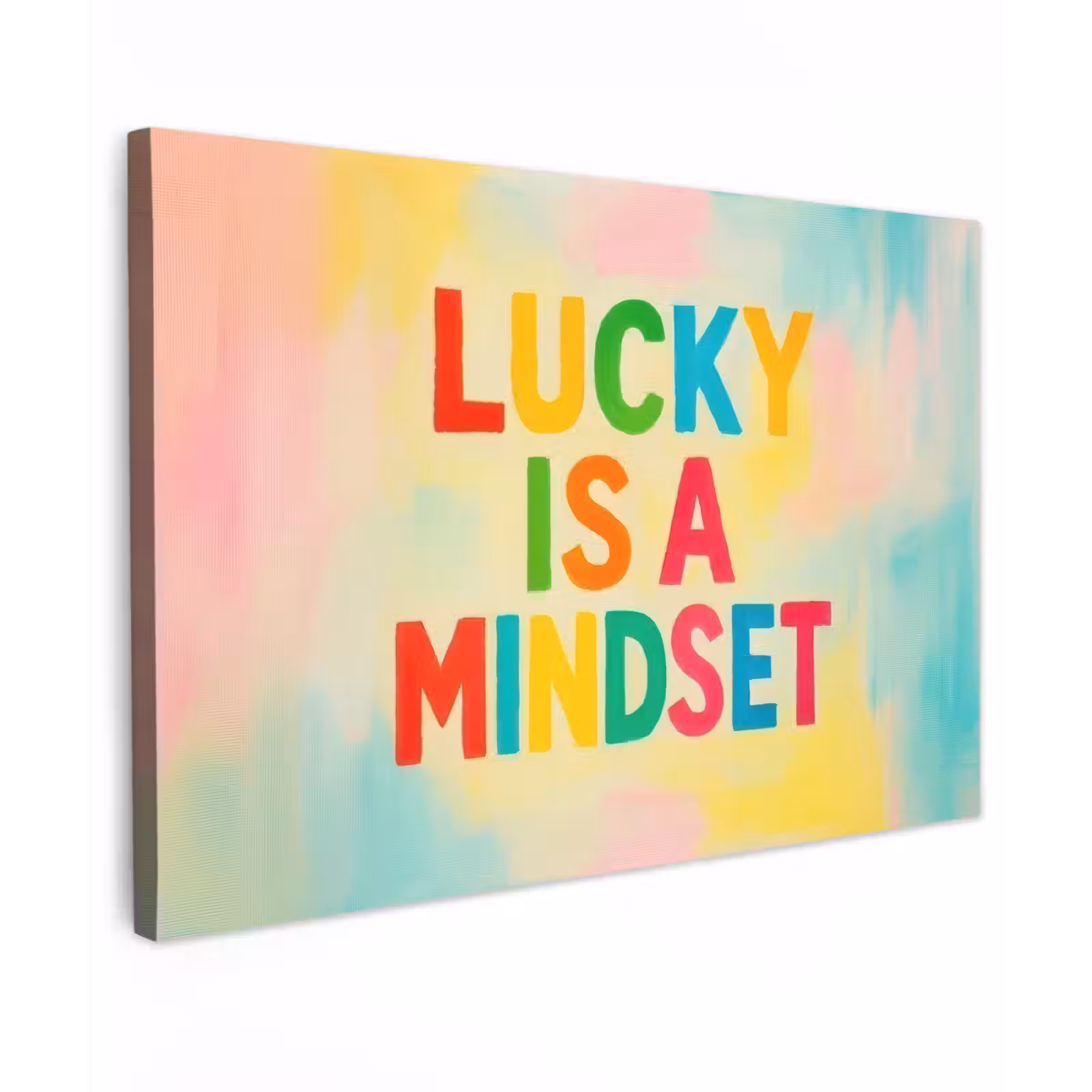 Canvas schilderij - Quote - Lucky - Regenboogkleuren — 1