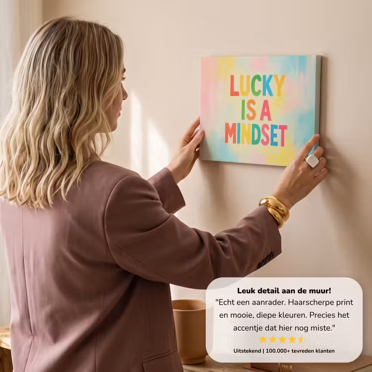 Canvas schilderij - Quote - Lucky - Regenboogkleuren — 3