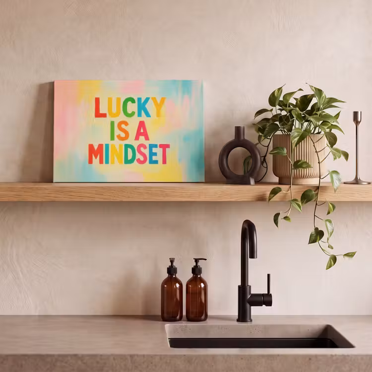 Canvas schilderij - Quote - Lucky - Regenboogkleuren — 4
