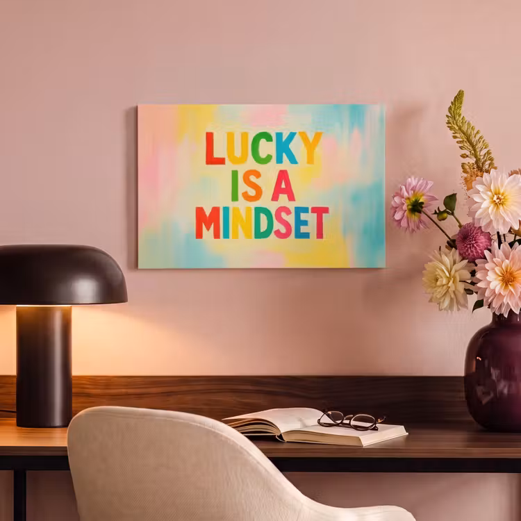 Canvas schilderij - Quote - Lucky - Regenboogkleuren — 6