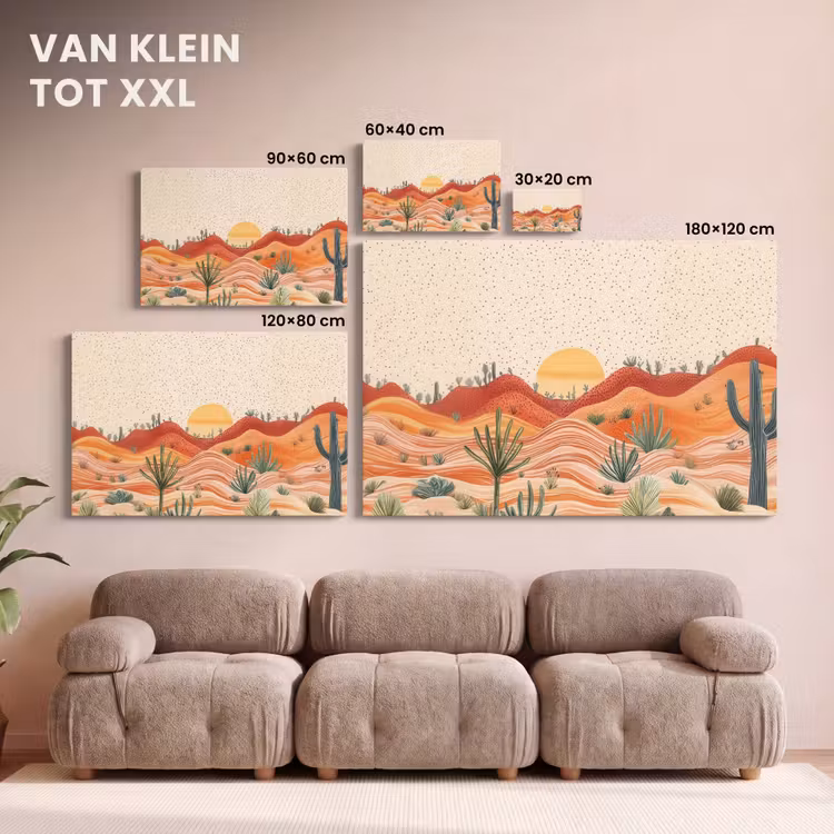 Canvas schilderij - Landschap - Heuvels - Zonsondergang — 8