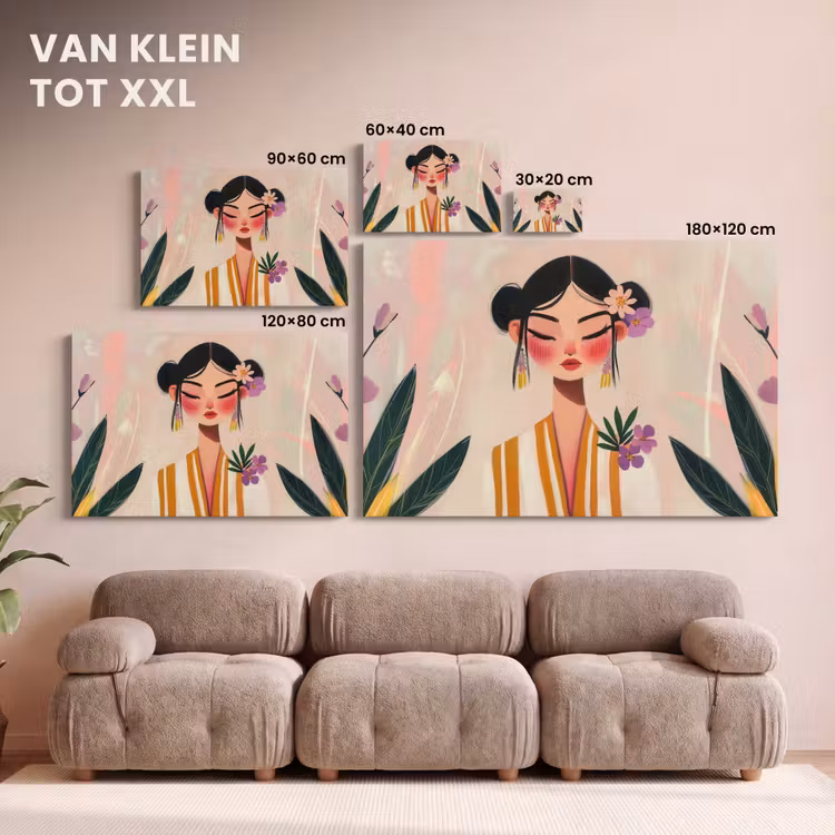 Canvas schilderij - Vrouw - Bloemen - Pastel — 8