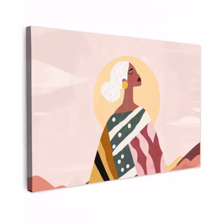 Canvas schilderij - Vrouw - Zon - Kleurrijk — 1