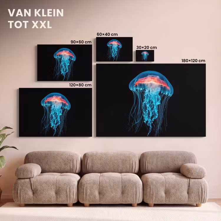 Canvas schilderij - Kwal - Tentakels - Blauw - Licht — 8