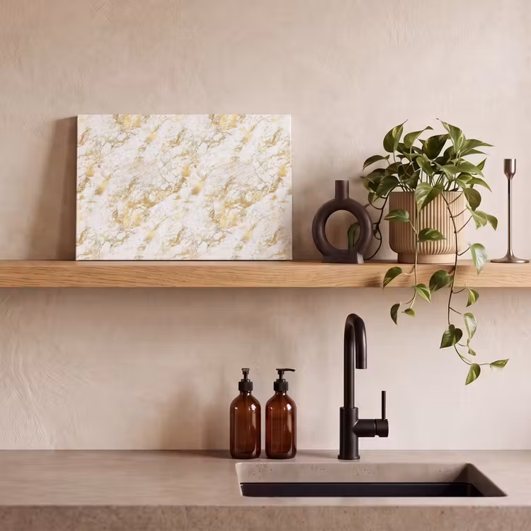 Canvas schilderij - Marmer - Goud - Structuur — 3