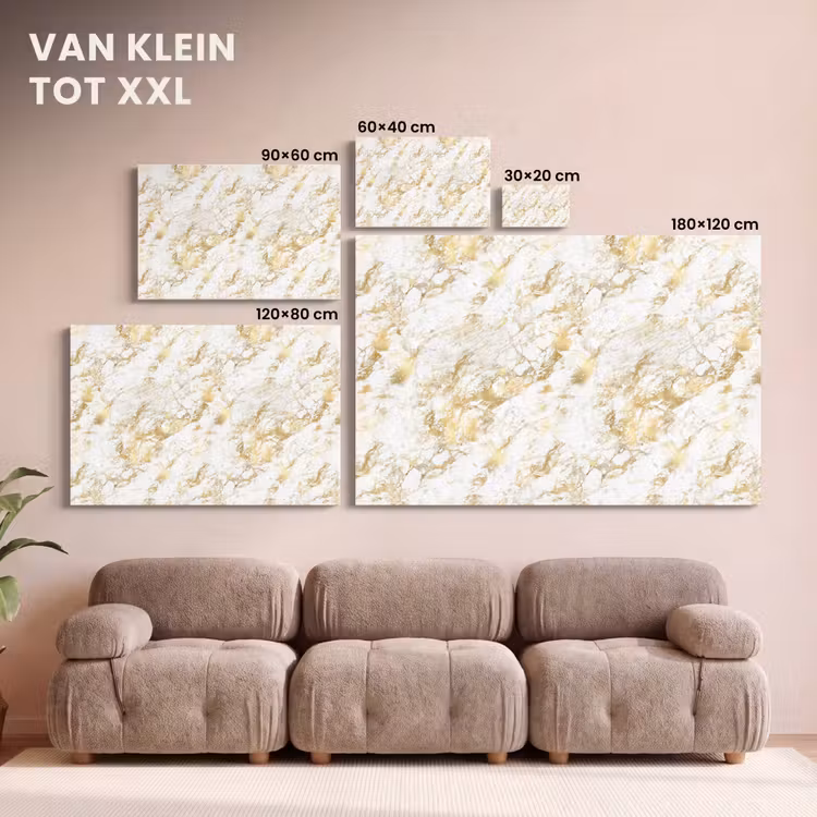 Canvas schilderij - Marmer - Goud - Structuur — 7