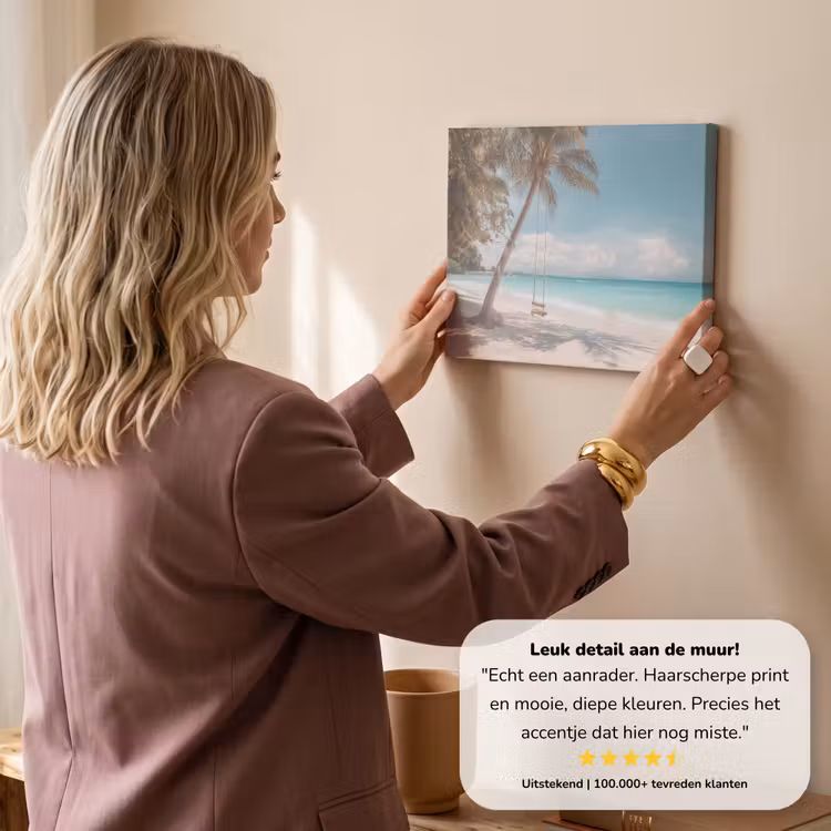 Canvas schilderij - Palmboom - Schommel - Strand - Lucht — 3