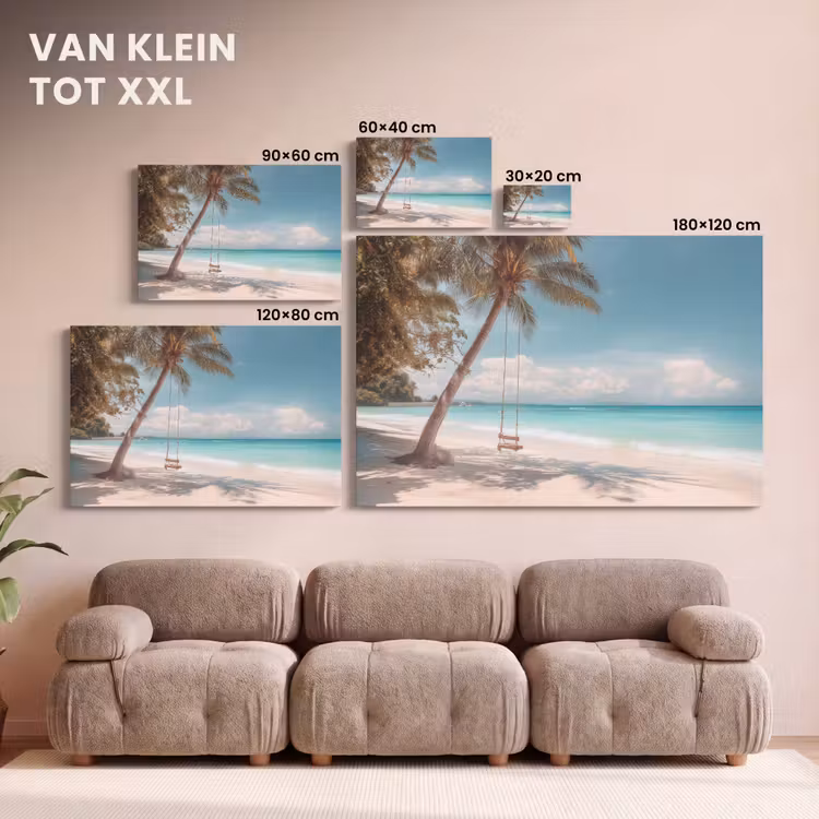 Canvas schilderij - Palmboom - Schommel - Strand - Lucht — 8