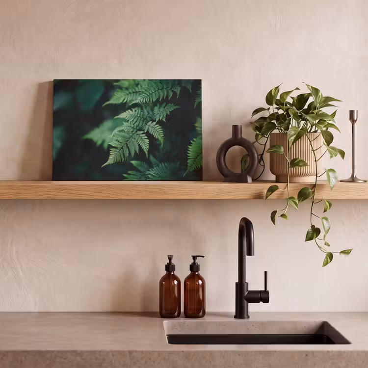 Canvas schilderij - Varenblad - Groen - Structuur - Wazig — 4