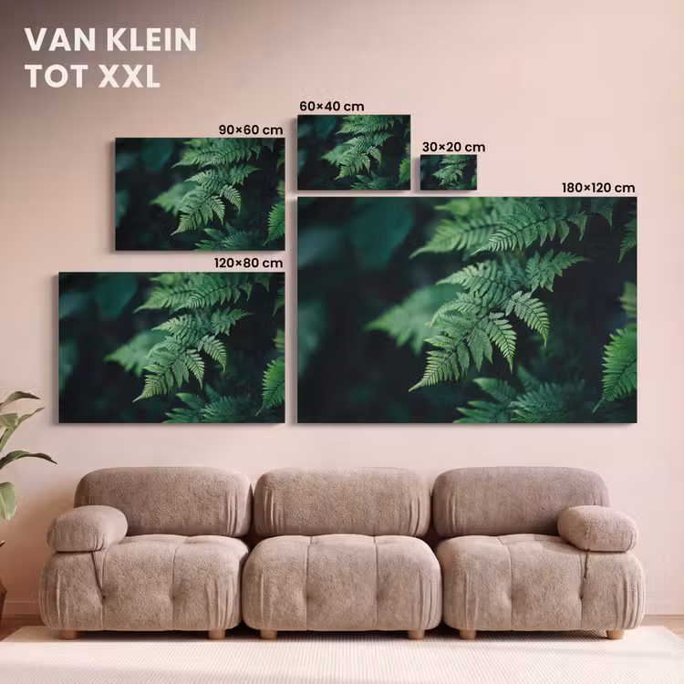 Canvas schilderij - Varenblad - Groen - Structuur - Wazig — 8