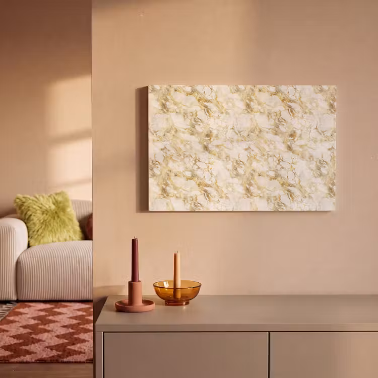 Canvas schilderij - Warm - Gouden - Marmer - Patroon — 1