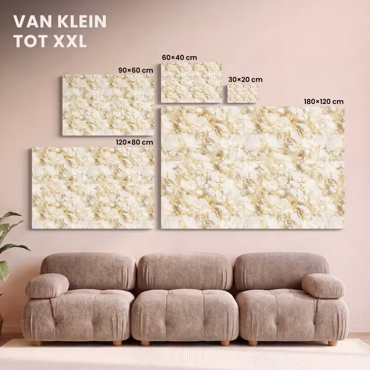 Canvas schilderij - Warm - Gouden - Marmer - Patroon — 7