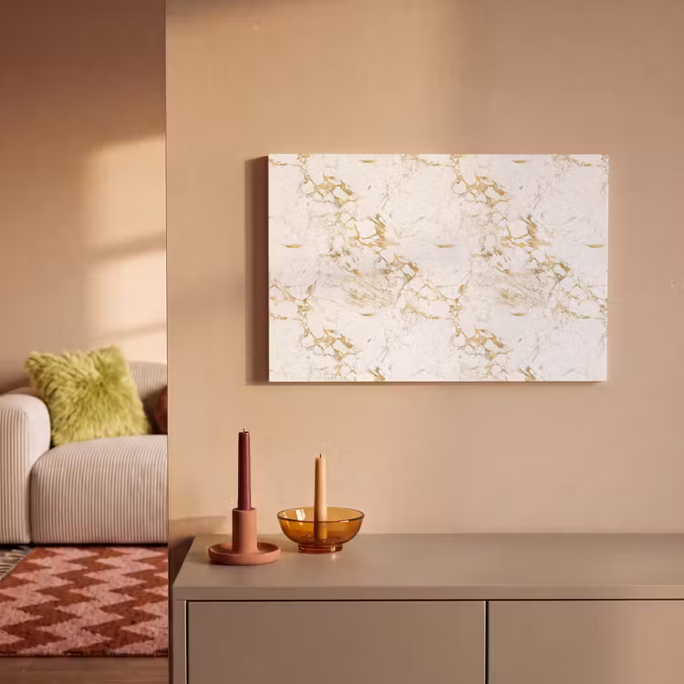 Canvas schilderij - Wit - Marmer - Luxe - Goud — 1