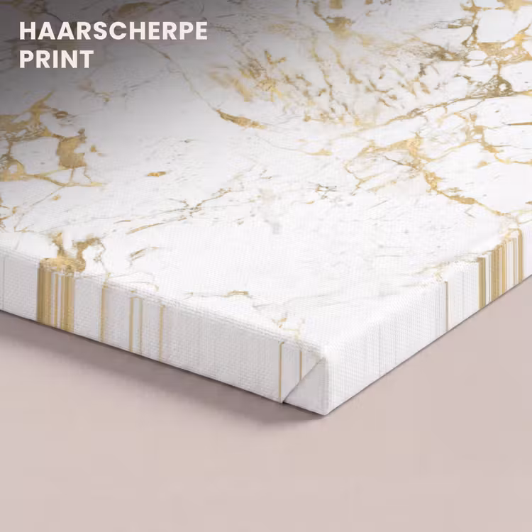 Canvas schilderij - Wit - Marmer - Luxe - Goud — 4
