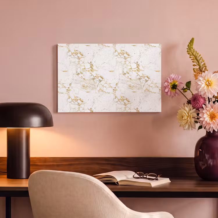 Canvas schilderij - Wit - Marmer - Luxe - Goud — 5