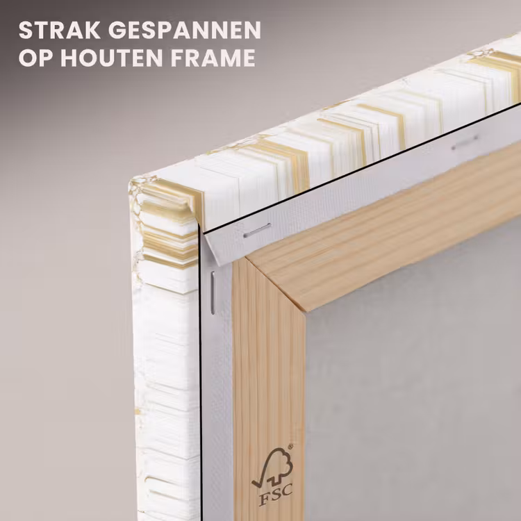 Canvas schilderij - Wit - Marmer - Luxe - Goud — 6