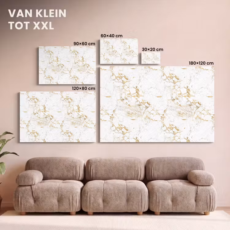 Canvas schilderij - Wit - Marmer - Luxe - Goud — 7