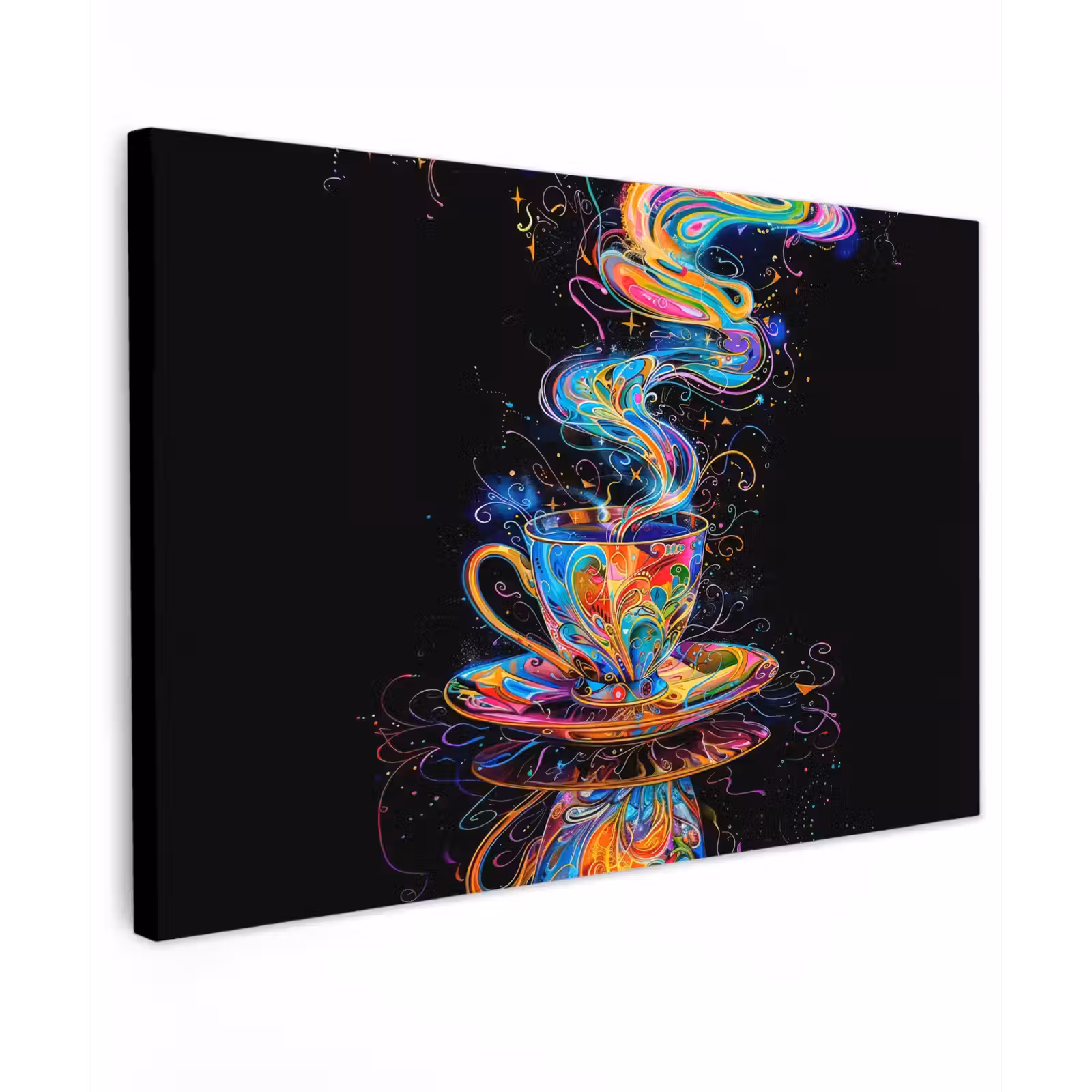 Canvas schilderij - Koffie - Kleurrijk - Zwart - Kopje — 1