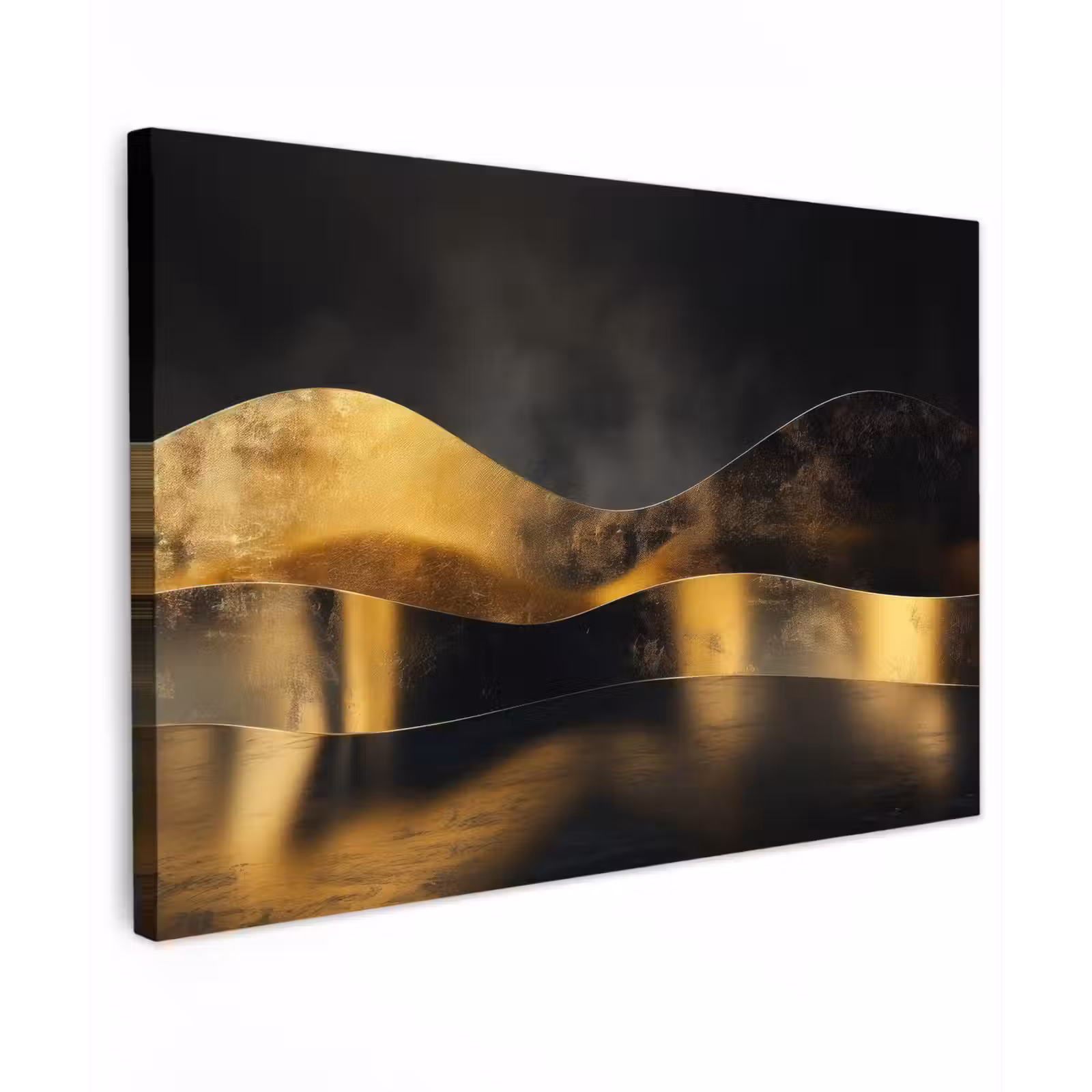 Canvas schilderij - Zwart - Goud - Golven - Schaduw — 1