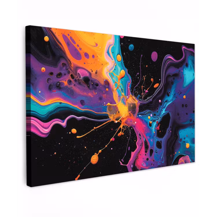 Canvas schilderij - Kleurrijk - Verf - Zwart — 1