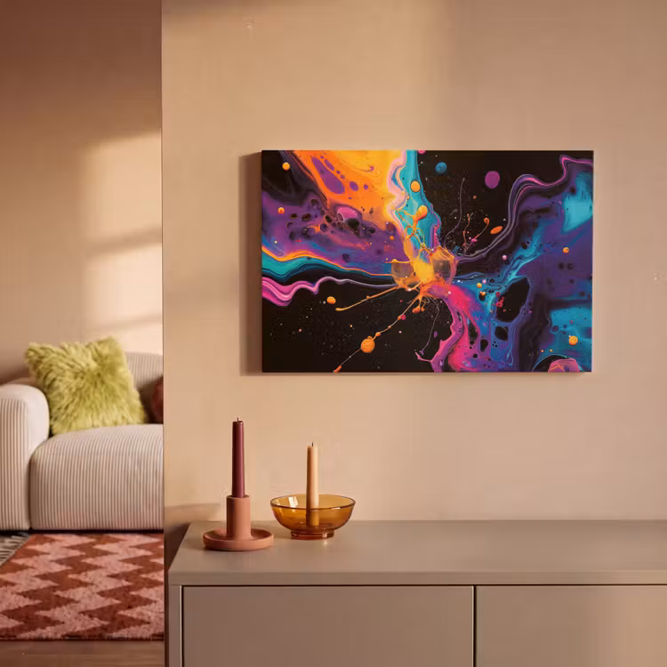 Canvas schilderij - Kleurrijk - Verf - Zwart — 2