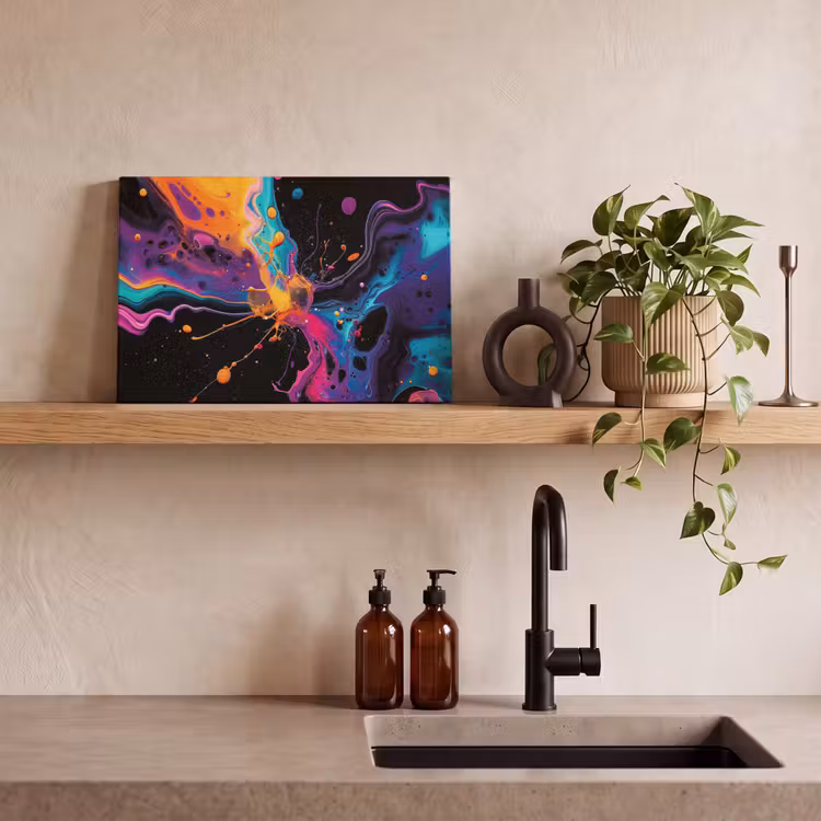 Canvas schilderij - Kleurrijk - Verf - Zwart — 4