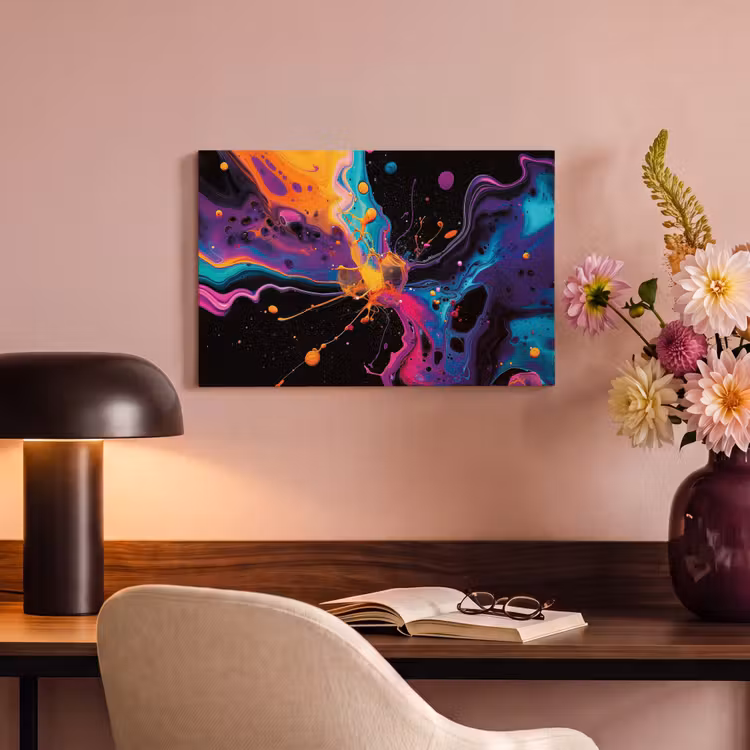 Canvas schilderij - Kleurrijk - Verf - Zwart — 6