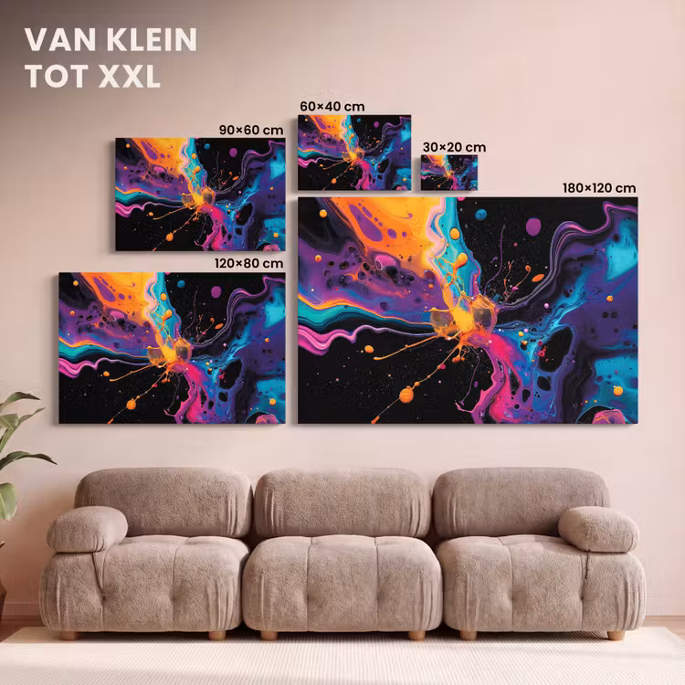 Canvas schilderij - Kleurrijk - Verf - Zwart — 7