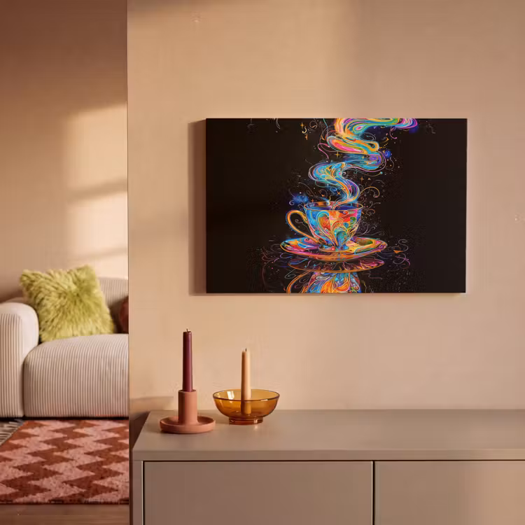Canvas schilderij - Koffie - Kleurrijk - Zwart - Kopje — 2