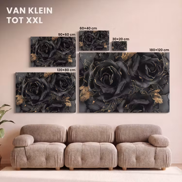 Canvas schilderij - Obsidiaan - Zwart - Goud - Patroon — 7