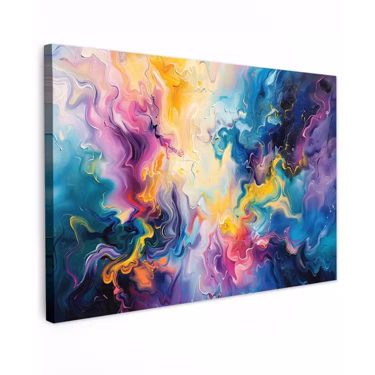 Canvas schilderij - Verf - Kleurrijk - Zwart - Kleuren — 1