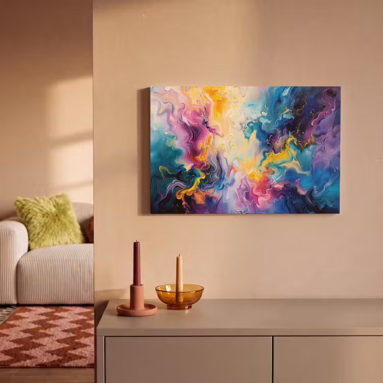 Canvas schilderij - Verf - Kleurrijk - Zwart - Kleuren — 2