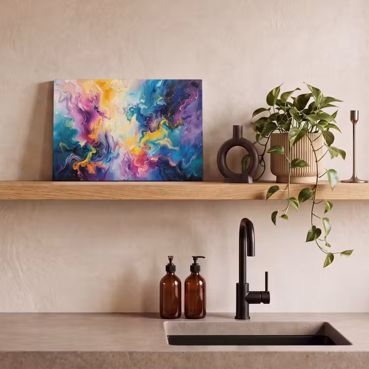 Canvas schilderij - Verf - Kleurrijk - Zwart - Kleuren — 4