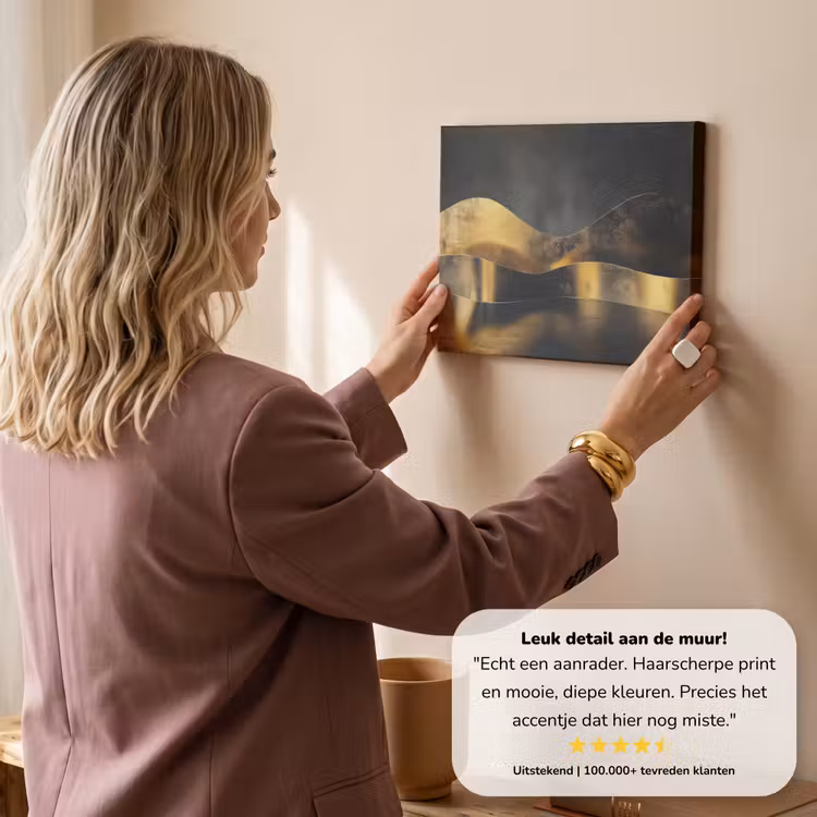 Canvas schilderij - Zwart - Goud - Golven - Schaduw — 3