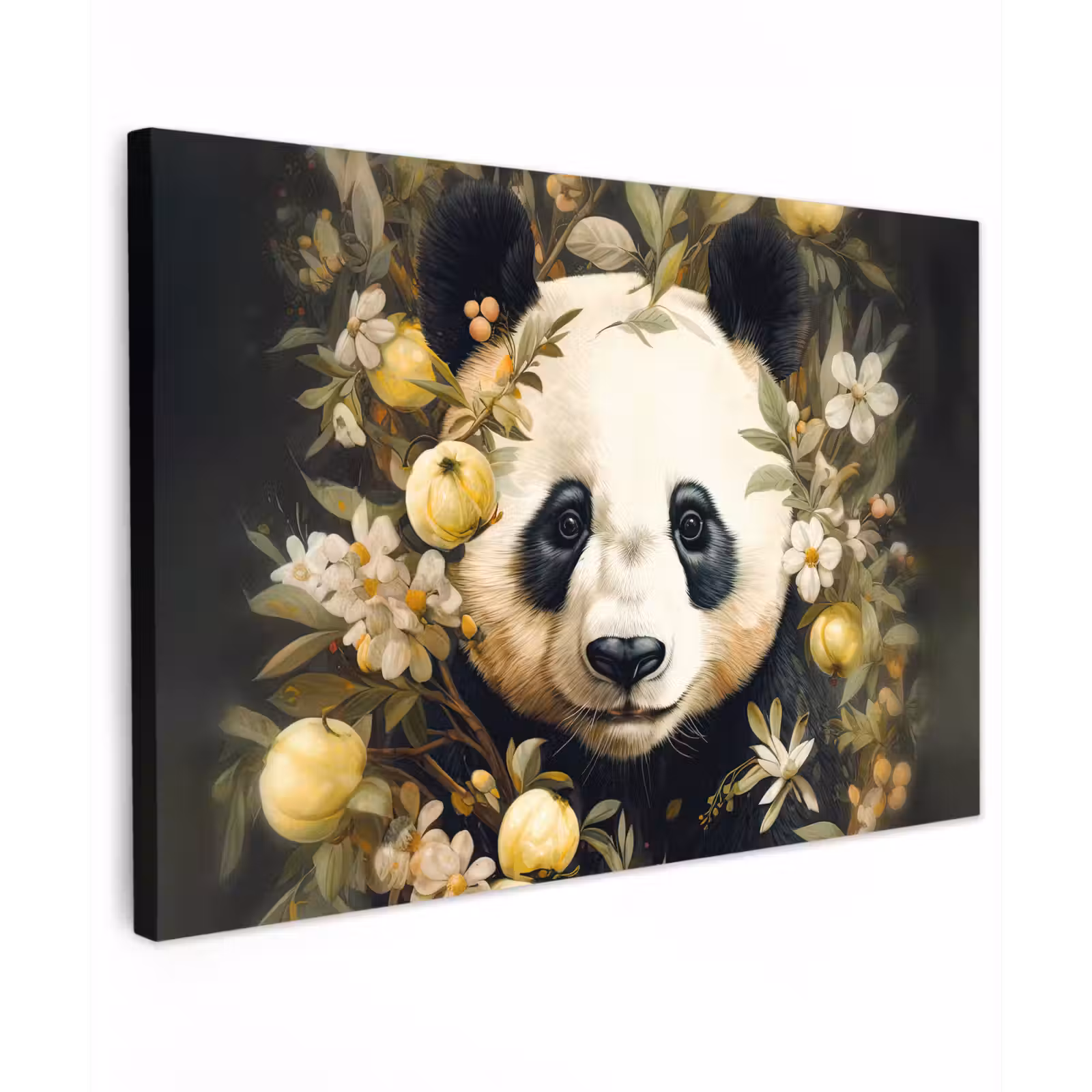 Canvas schilderij - Panda - Pandabeer - Wilde dieren - Natuur - Bloemen — 1