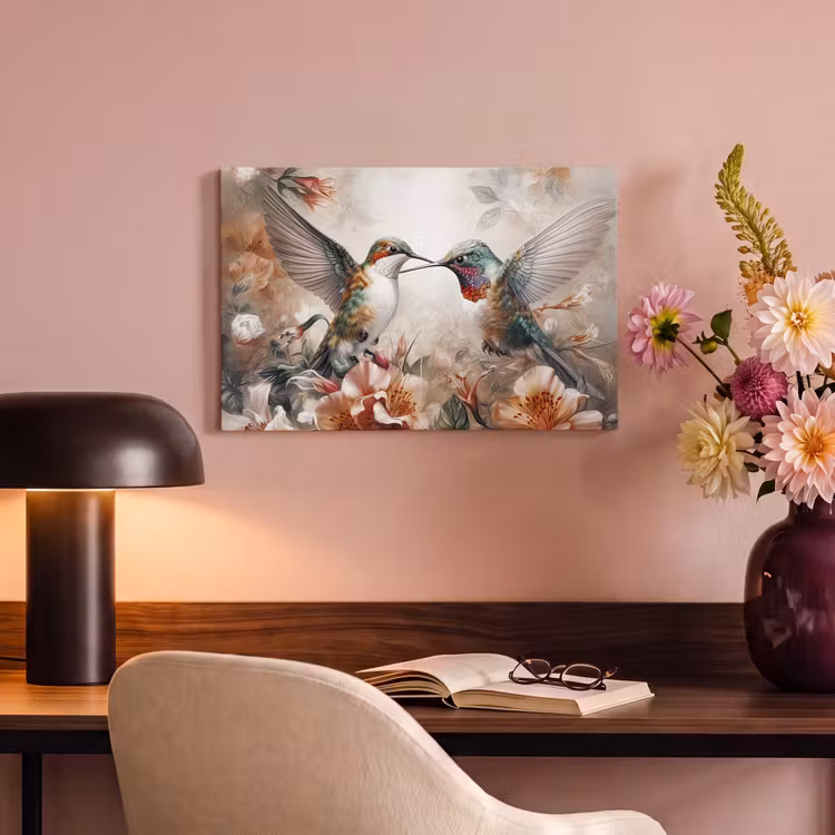 Canvas schilderij - Kolibrie - Vogels - Bloemen - Natuur — 6