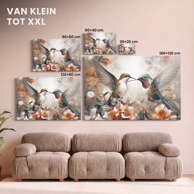 Canvas schilderij - Kolibrie - Vogels - Bloemen - Natuur — 7