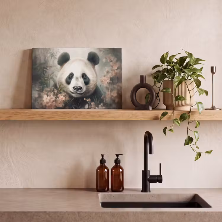 Canvas schilderij - Panda - Dieren - Bloemen - Planten — 4