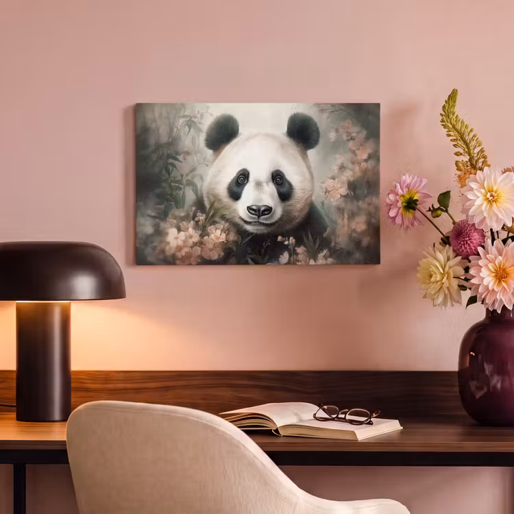 Canvas schilderij - Panda - Dieren - Bloemen - Planten — 6