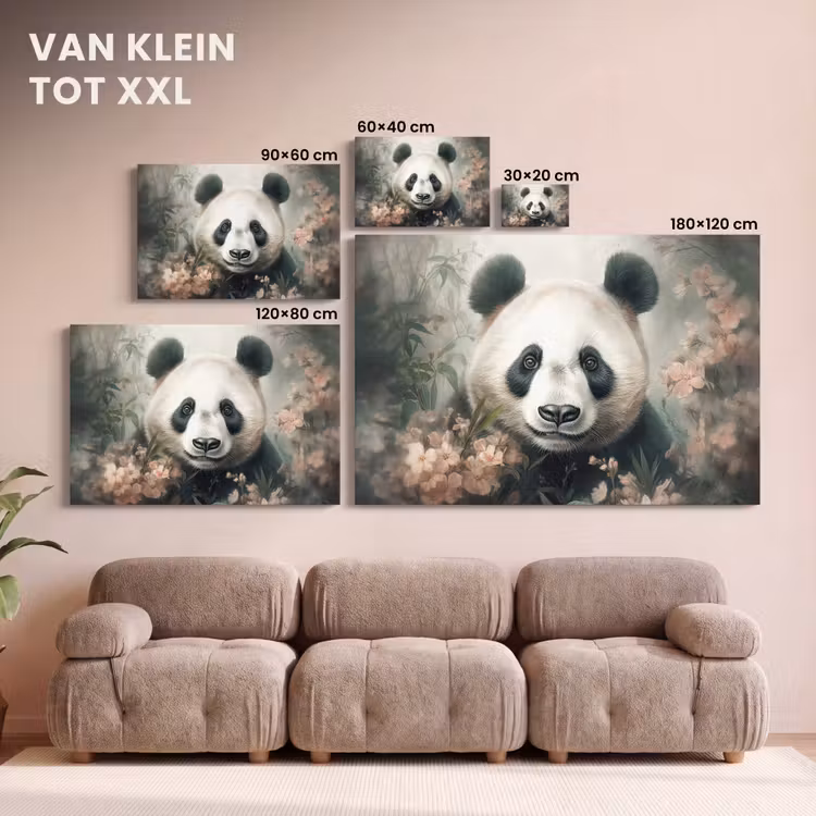 Canvas schilderij - Panda - Dieren - Bloemen - Planten — 7