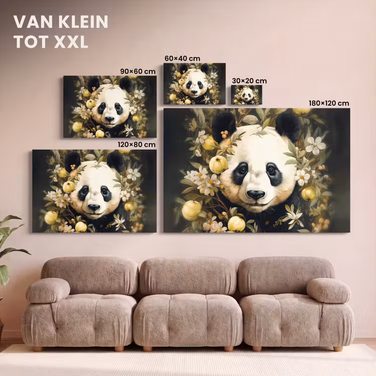 Canvas schilderij - Panda - Pandabeer - Wilde dieren - Natuur - Bloemen — 7