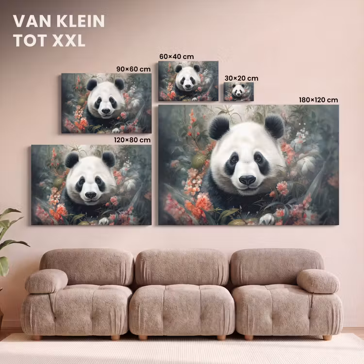 Canvas schilderij - Panda - Wilde dieren - Bloemen - Natuur — 7
