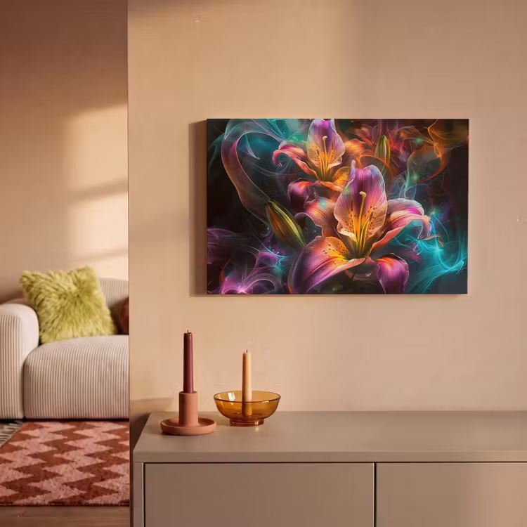 Canvas schilderij - Kleurrijk - Bloemen - Zwart — 2