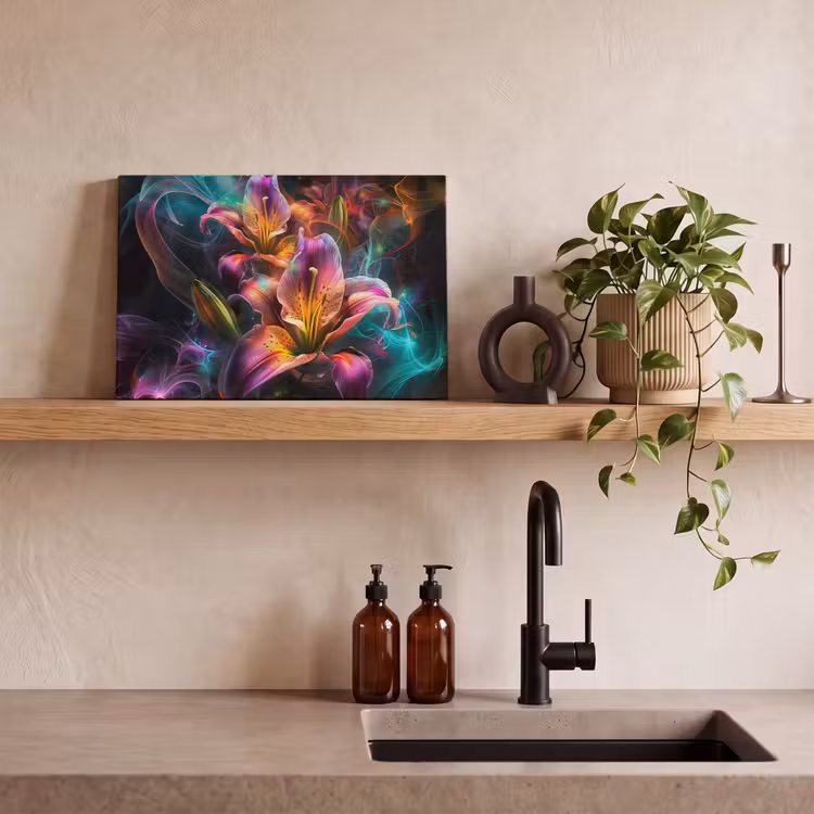 Canvas schilderij - Kleurrijk - Bloemen - Zwart — 4